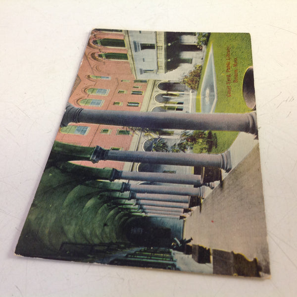 Vintage Color Souvenir Postcard Courtyard Public Library Boston Massachusetts