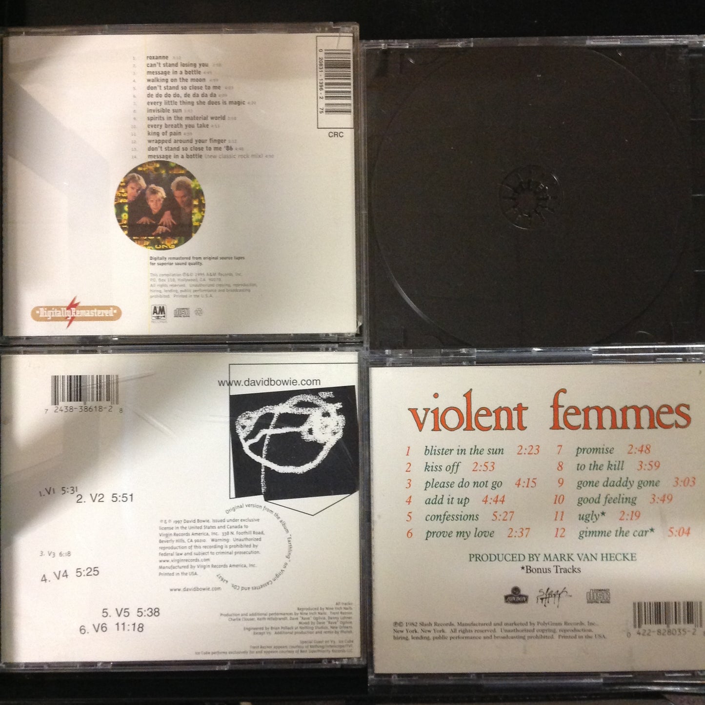 4 Disc SET BARGAIN CDs Classic Rock 80's Violent Femmes The Police Sting David Bowie Afraid of Americans Bangles Hits