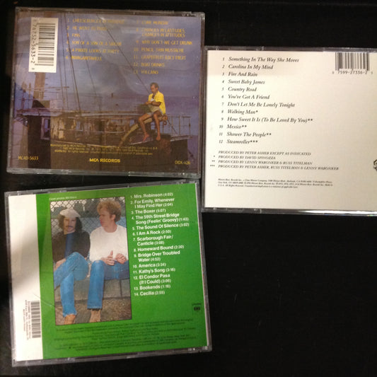 3 Disc SET BARGAIN CDs Simon And Garfunkel James Taylor Jimmy Buffet Greatest Hits Songs you Know By Heart Folk Rock Pop Classic