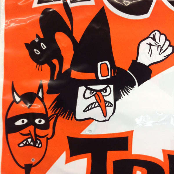 Vintage Plastic Halloween Trick-Or-Treat Goodies Bag Witch Devil Bat Cat Jack O'Lantern