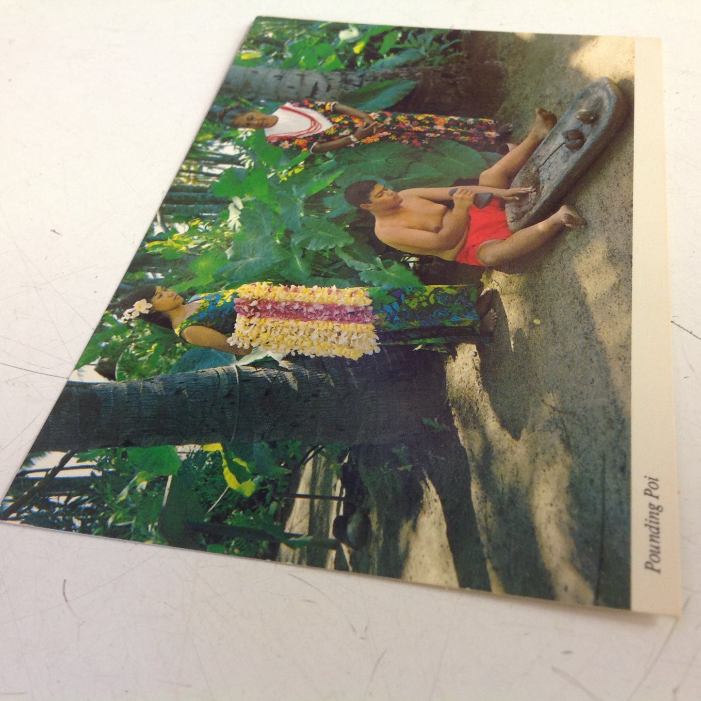 Vintage Color Postcard Hawaii Pounding Poi
