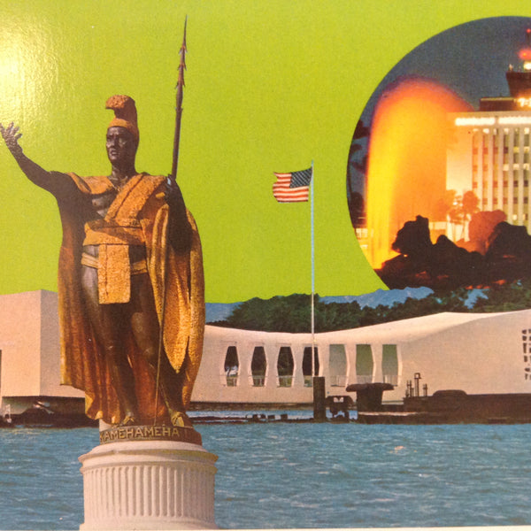 Vintage Color Postcard Aloha From Honolulu Kamehameha WWII Memorial Honolulu International Airport