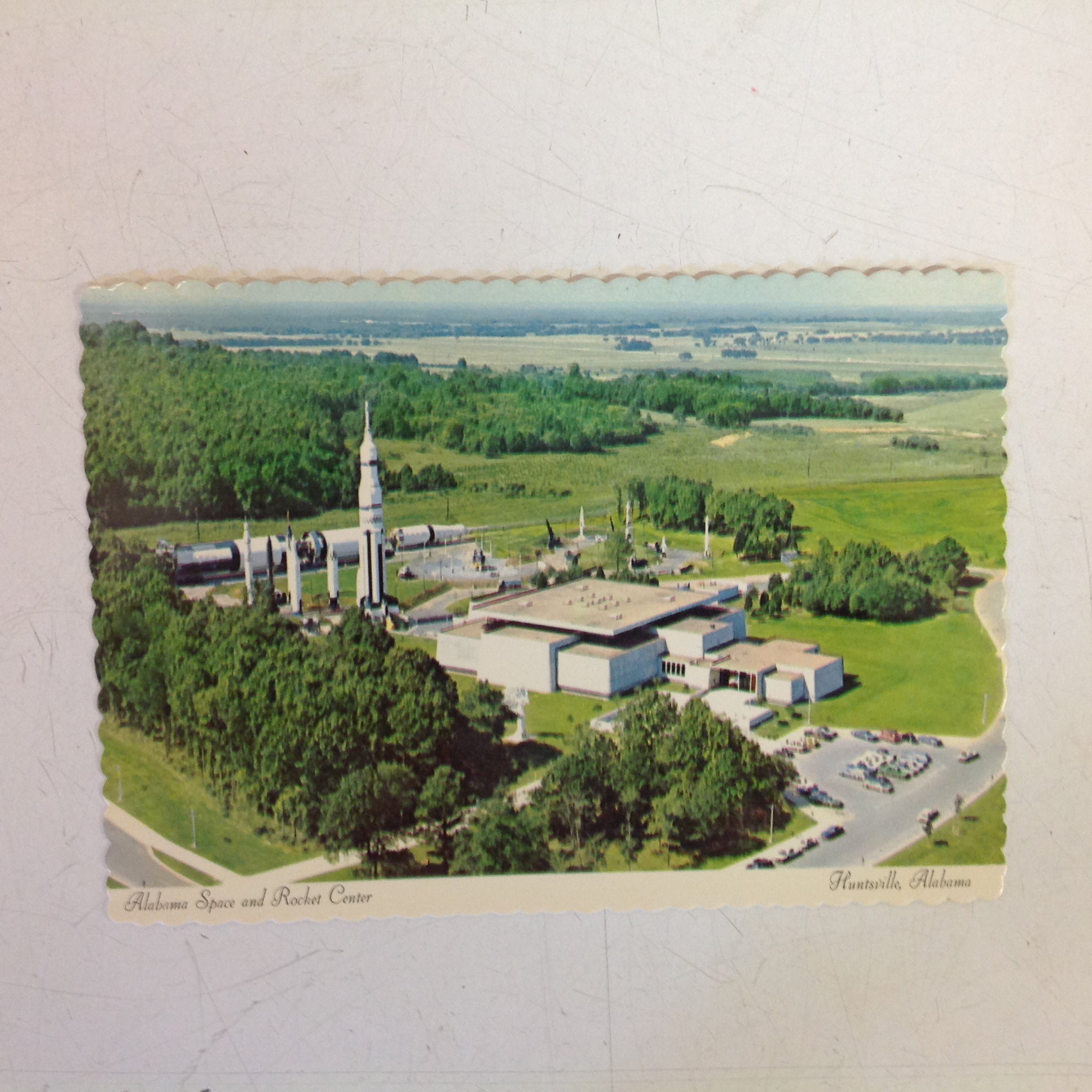 Vintage Color Postcard Alabama Space and Rocket Center Huntsville Alabama Aerial