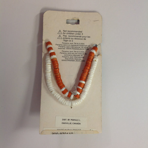 Vintage Authentic Panama Jack Duo Ankle Bracelet in Orange Red &  Pink Beads with Shell