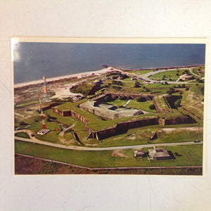 Vintage Color Plastichrome Postcard Fort Morgan State Park Gulf Shores Alabama Aerial