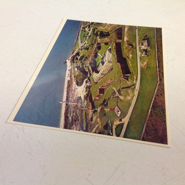 Vintage Color Plastichrome Postcard Fort Morgan State Park Gulf Shores Alabama Aerial