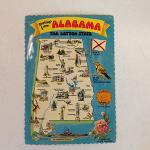 Vintage Dexter Supreme Color Scalloped Edge Postcard Greetings From Alabama