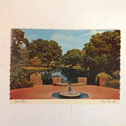 Vintage Color Postcard Grand Hotel Point Clear Alabama Fountain and Lake