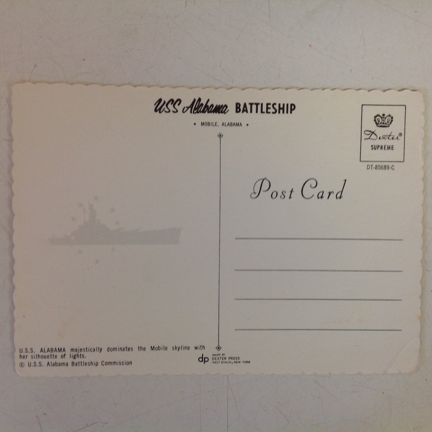 Vintage Scalloped Edged Color Postcard USS Alabama Mobile Bay Alabama