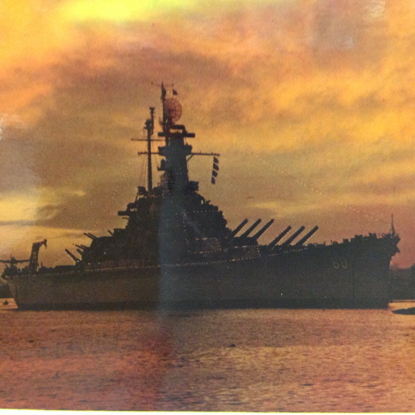 Vintage Scalloped Edged Color Postcard USS Alabama Mobile Bay Alabama
