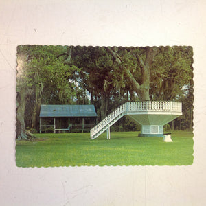 Vintage Color Scalloped Edge Postcard Ol Weeks Home Gazebo Bon Secour Alabama