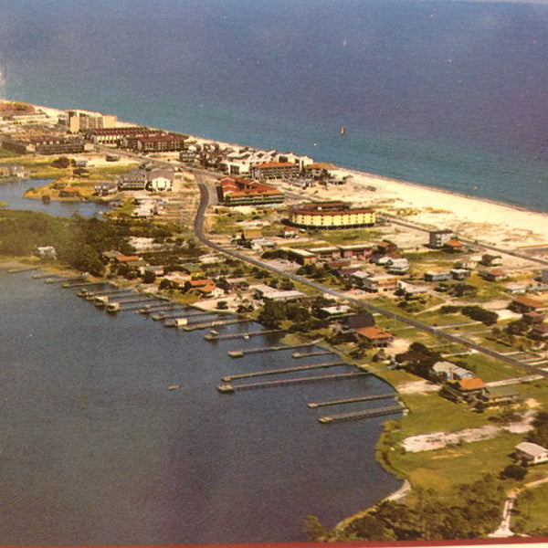 Vintage Color Postcard Aerial Panoramic Condos Inlet Gulf of Mexico Gulf Shores Alabama