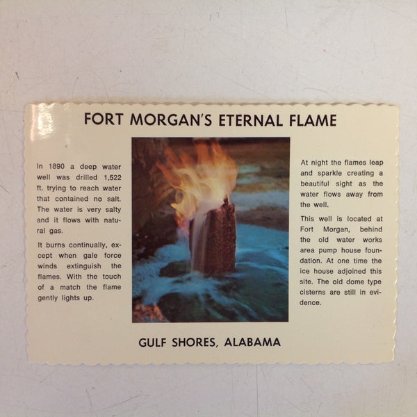 Vintage Dexter Supreme Scalloped Edged Color Postcard Fort Morgan's Eternal Flame Gulf Shores Alabama