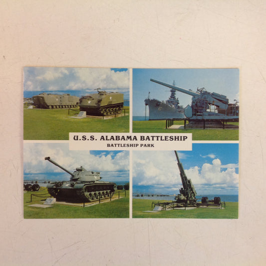 Vintage Color Postcard USS Alabama Battleship Memorial Park Mobile Bay Alabama