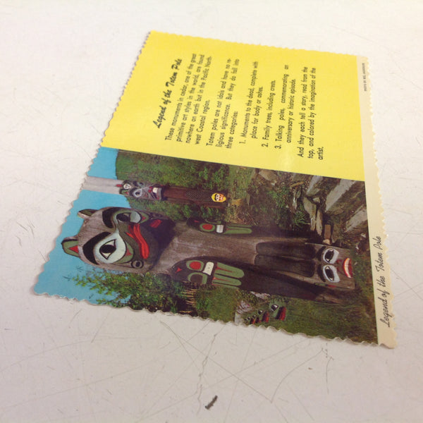 Vintage Curteich Alaska Joe Color Scalloped Edge Postcard Legend of the Totem Pole Anchorage Alaska