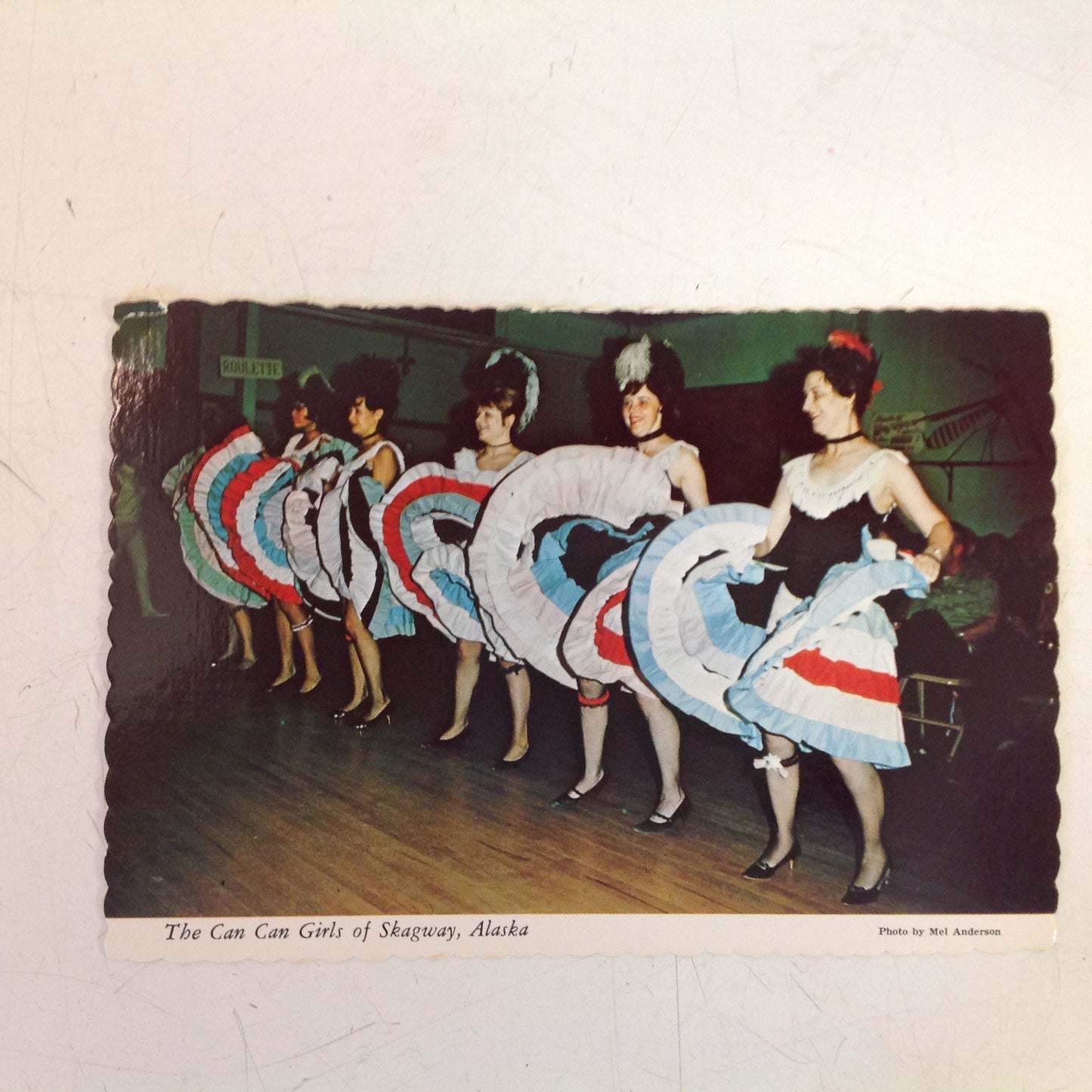 Vintage Alaska Joe Scalloped Edged Color Postcard The Can Can Girls of Skagway Alaska Anchorage