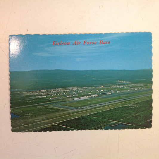 Vintage Andre Original Scalloped Edged Color Postcard Eielson Air Force Base Richardson Highway Alaska