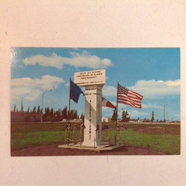 Vintage Dexter Press Color Postcard End of the Alaska Highway Fairchild to Valdez Delta Junction Alaska