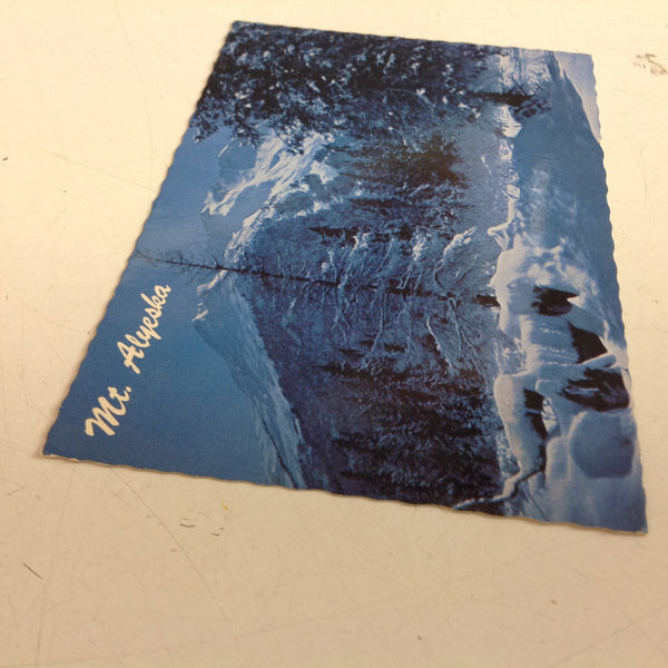 Vintage Continental Card Scalloped Edged Color Postcard Mount Alyeska in Moonlight Girdwood Valley Julian Maule Photo Anchorage Alaska