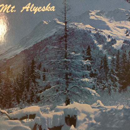Vintage Continental Card Scalloped Edged Color Postcard Mount Alyeska in Moonlight Girdwood Valley Julian Maule Photo Anchorage Alaska