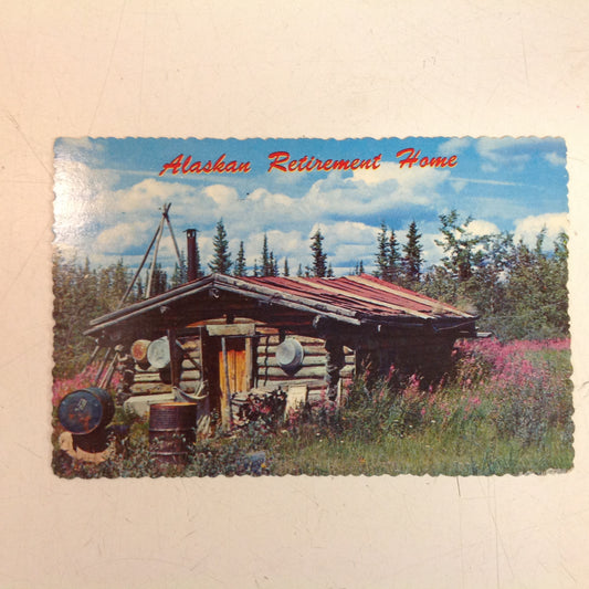 Vintage Alaska Joe Original Plastichrome Scalloped Edged Color Postcard Alaskan Retirement Home