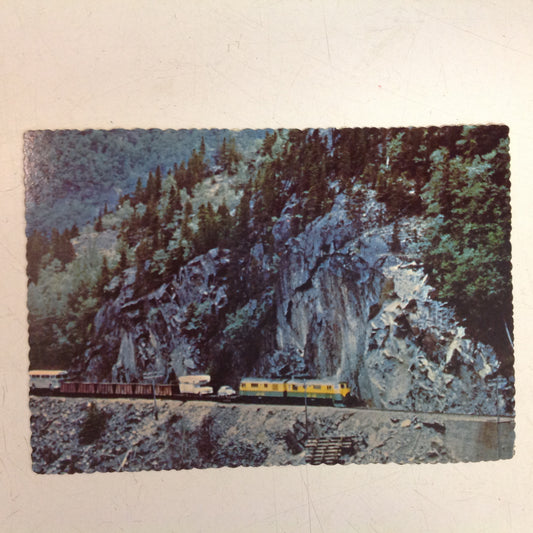 Vintage Alaska Card Scalloped Edged Color Postcard White Pass Railroad Skagway to White Horse Yukon Territory Alaska