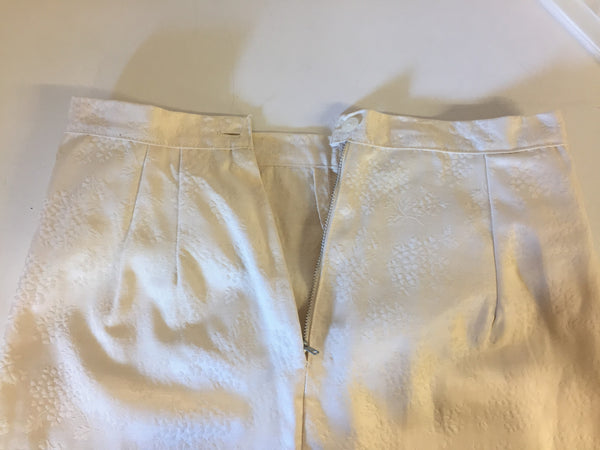 Vintage 1960's '70's Off White Brocade Mini Skirt Wiggle Skirt