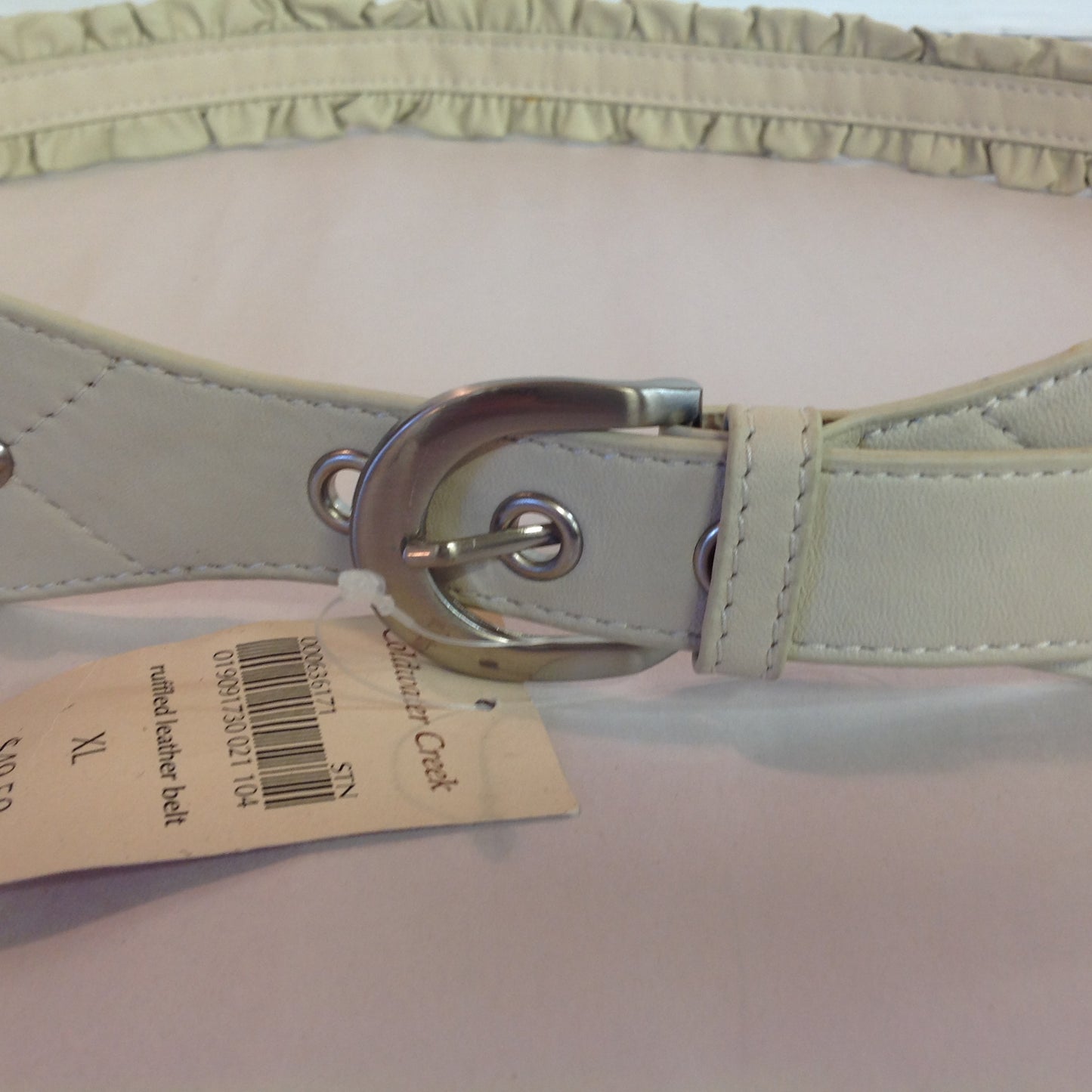 Light Tan XL Women's Coldwater Creek Ruffled Leather Belt with Tags 5