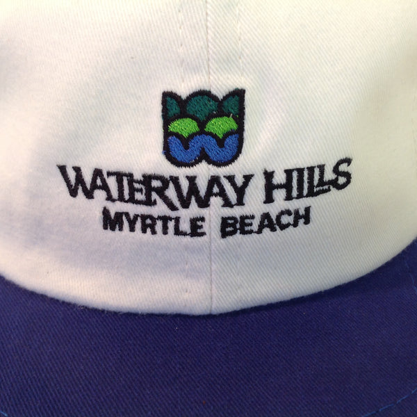 Vintage Cali Fame Robert Trent Jones Design Waterway Hills Myrtle Beach Golf Souvenir White Baseball Cap