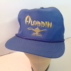 Vintage Aladdin Casino Las Vegas Souvenir Blue Rope Brim Baseball Cap with Tags