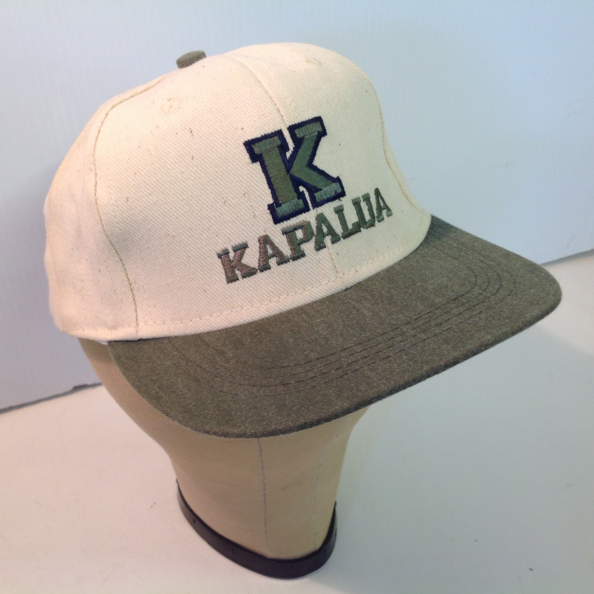 Vintage Imperial Headwear Kapalua Plantation Golf Course Hawaii Souvenir Cream and Olive Green Baseball Cap
