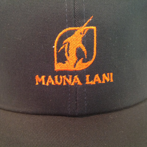 Vintage Texace Pro 98 Black with Orange Piping Mauna Lani Golf Course Hawaii Souvenir Floral Baseball Cap