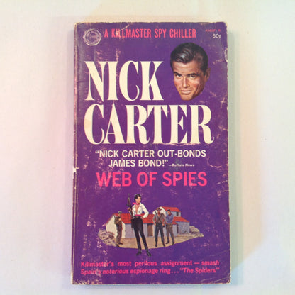 Vintage 1966 Mass Market Paperback Web of Spies Nick Carter Award Books First Edition