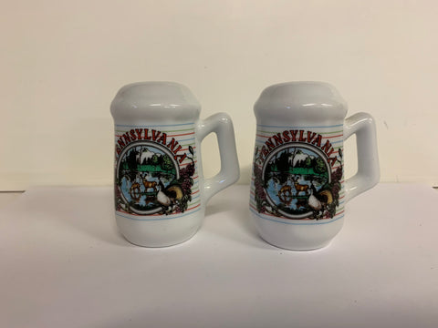 Vintage Souvenir Pennsylvania Salt and Pepper Set with Woodland Scene
