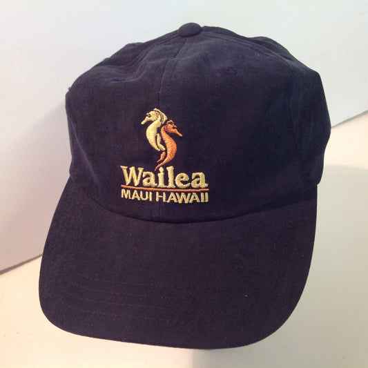 Vintage Imperial Headwear Wailea Golf Course Maui Hawaii Tournament Souvenir Navy Blue Baseball Cap