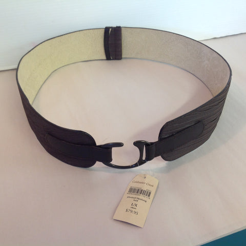 Women's Large Coldwater Creek Leather Pleated Hipslung Belt Hook Clasp with Tags 8