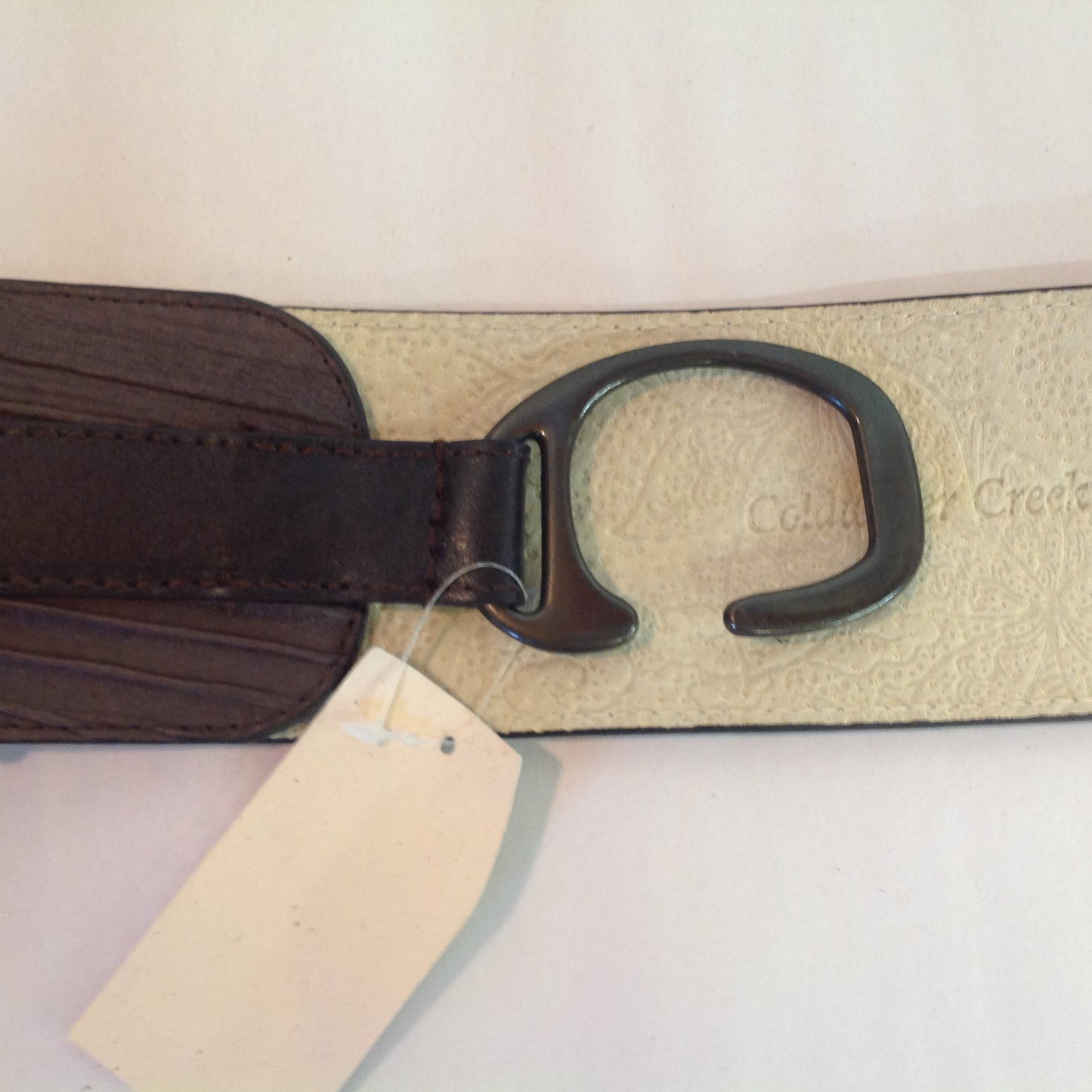 Women's Large Coldwater Creek Leather Pleated Hipslung Belt Hook Clasp with Tags 8