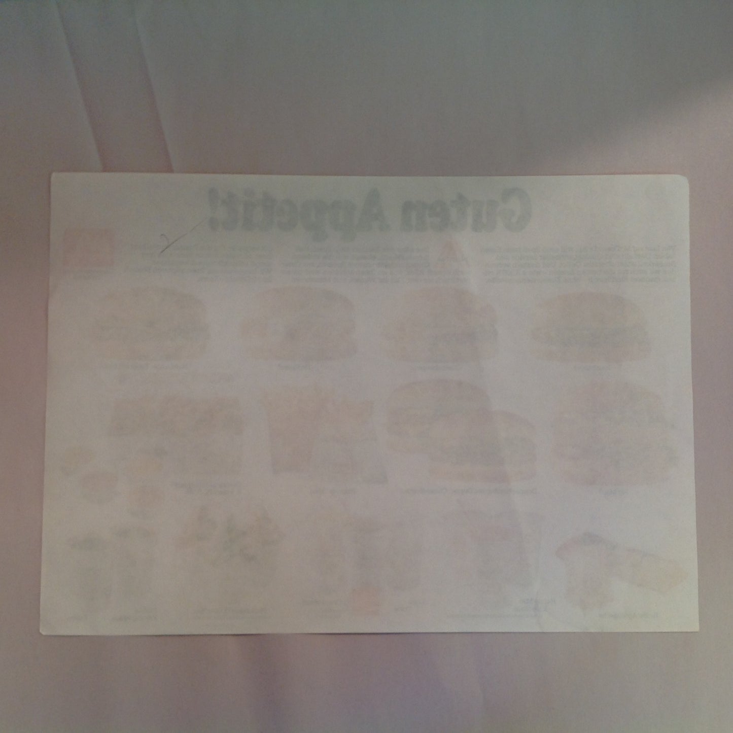 Vintage 1980's German Language McDonald's Austria Paper Tray Liner Guten Appetit Color Photo Menu