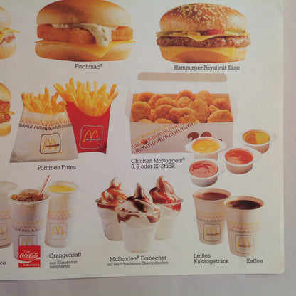 Vintage 1980's German Language McDonald's Austria Paper Tray Liner Guten Appetit Color Photo Menu