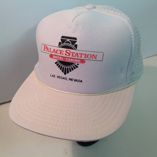 Vintage Royal Pacific Enterprises Palace Station Hotel and Casino Las Vegas Nevada Golf Tournament Souvenir White Foam Mesh Trucker's Cap