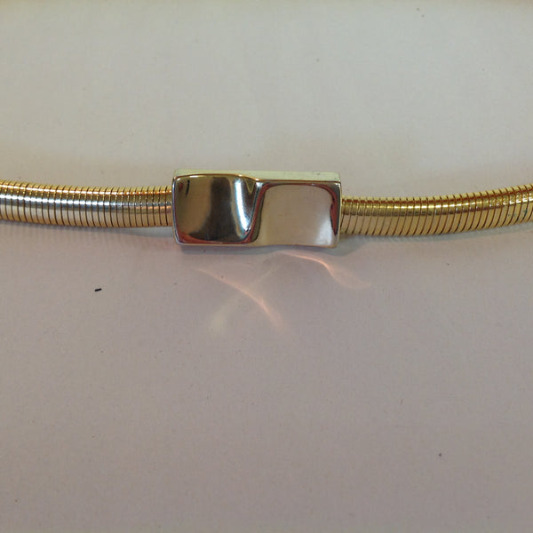 Vintage Women's Gold Tone Stretch Belt Beveled Rectangular Clip Buckle 1