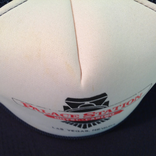 Vintage Size-A-Just Palace Station Hotel and Casino Las Vegas Nevada Golf Tournament Souvenir Black and White Foam Mesh Trucker's Cap