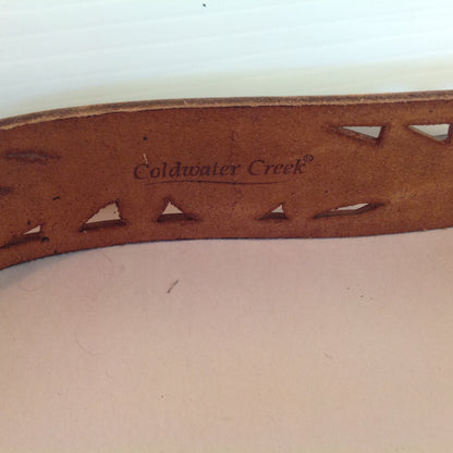 Coldwater Creek Women's XL Tan Belt Studded Laser Cut Spiral Wing Motif with Tags 19