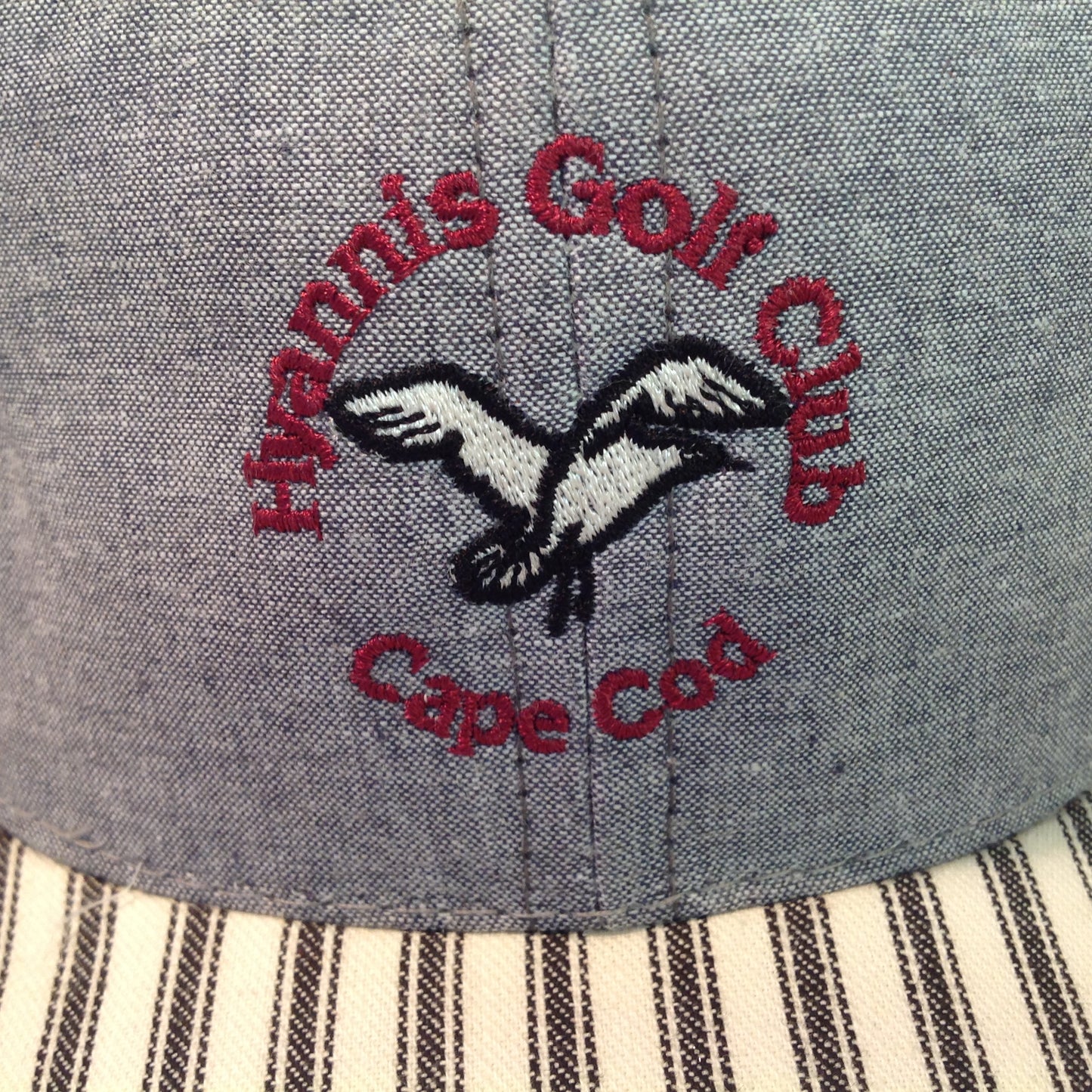 Vintage Duckster Hyannis Golf Club Cape Cod Golf Tournament Souvenir Gray and Striped Bill Baseball Cap