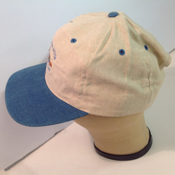 Vintage Duckster Fountain Hills Golf Club Alsip Illinois Souvenir Beige and Denim Blue Baseball Cap