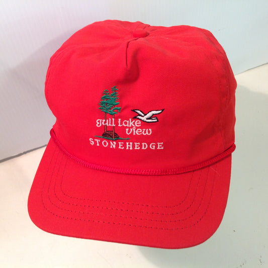Vintage Duckster Gull Lake View Stonehedge Golf Resort Augusta Michigan Souvenir Red Baseball Cap