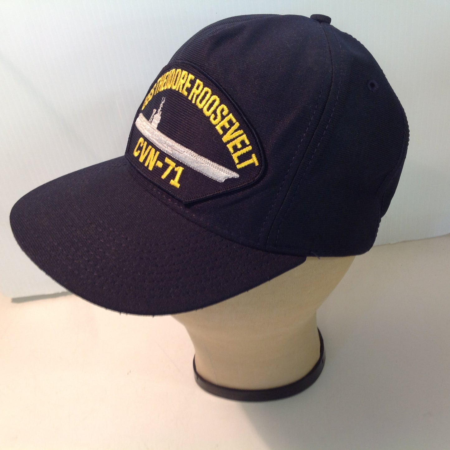 Vintage Eagle Crest USS Theodore Roosevelt CVN-71 Aircraft Carrier Souvenir Black Baseball Cap