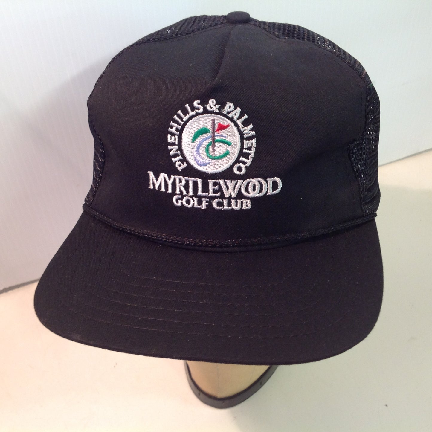 Vintage Cloverdale Pine Hills & Palmetto Golf Courses Myrtlewood Golf Club Myrtle Beach South Carolina Souvenir Black Trucker's Cap