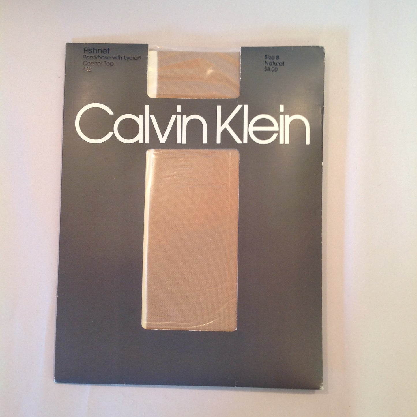 Vintage 1990 NOS Calvin Klein Fishnet Pantyhose with Lycra Control Top Size B Natural142