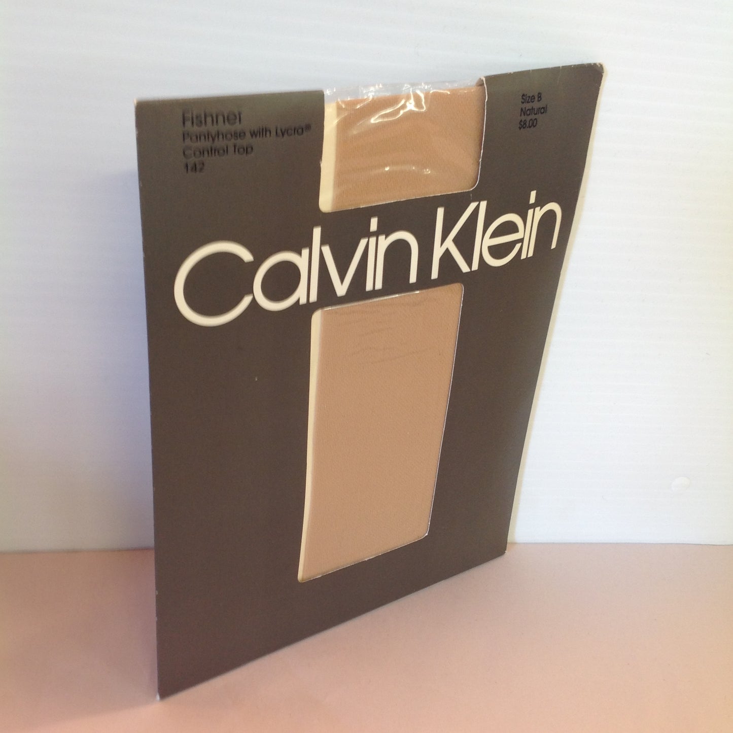 Vintage 1990 NOS Calvin Klein Fishnet Pantyhose with Lycra Control Top Size B Natural142